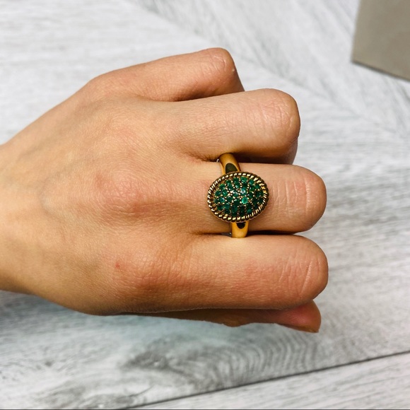 Savvy Cie Jewelry - Savvy Cie | 18K Yellow Gold Vermeil Emerald Ring